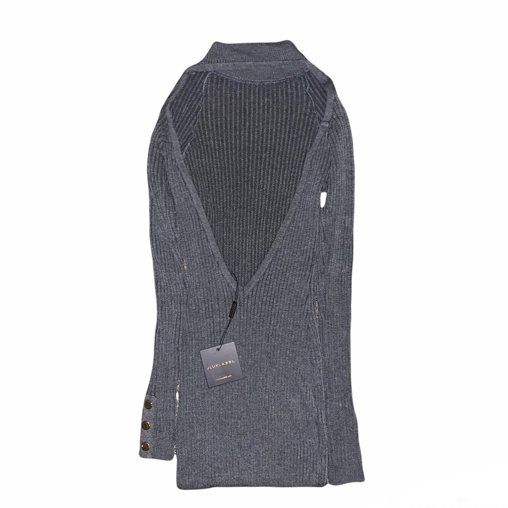 NWT JLUXLABEL Heather Grey Ribbed Backless Chocke